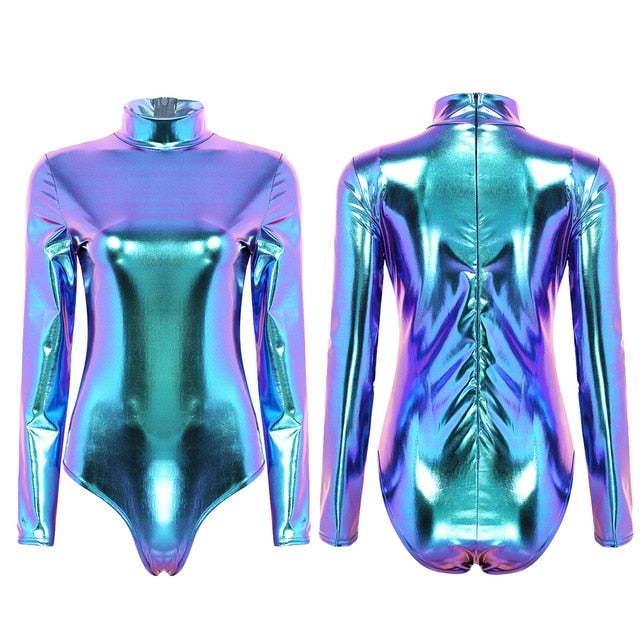 High Neck Metallic Leotard- Adult