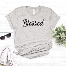Load image into Gallery viewer, Blessed Letters Print T-shirt- Ladies
