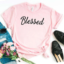 Load image into Gallery viewer, Blessed Letters Print T-shirt- Ladies
