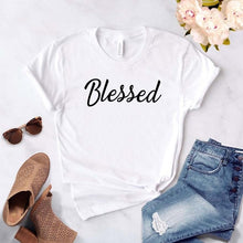 Load image into Gallery viewer, Blessed Letters Print T-shirt- Ladies
