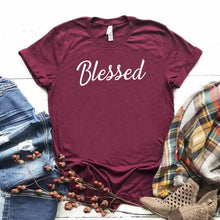 Load image into Gallery viewer, Blessed Letters Print T-shirt- Ladies
