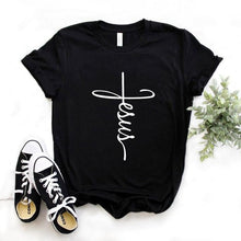 Load image into Gallery viewer, Jesus Cross Christian Print T-shirt- Ladies
