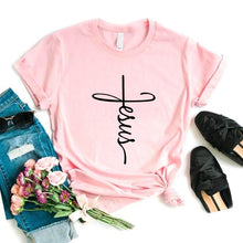 Load image into Gallery viewer, Jesus Cross Christian Print T-shirt- Ladies
