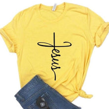 Load image into Gallery viewer, Jesus Cross Christian Print T-shirt- Ladies
