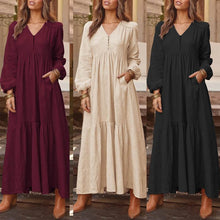 Load image into Gallery viewer, Casual V Neck Long Dress
