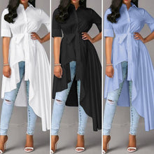 Load image into Gallery viewer, Solid Asymmetric Button Blouse
