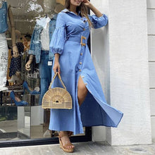 Load image into Gallery viewer, Solid Puff Sleeve Button Dress
