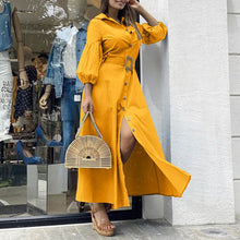Load image into Gallery viewer, Solid Puff Sleeve Button Dress
