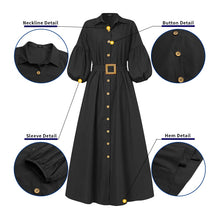Load image into Gallery viewer, Solid Puff Sleeve Button Dress
