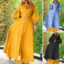 Load image into Gallery viewer, Solid Puff Sleeve Button Dress
