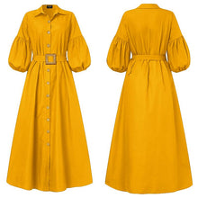 Load image into Gallery viewer, Solid Puff Sleeve Button Dress
