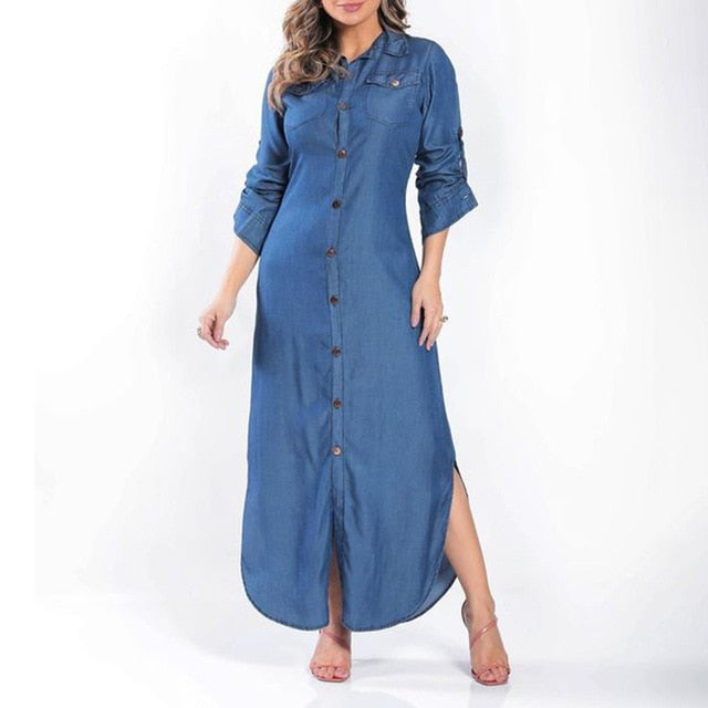 Long L/S  Button Dress